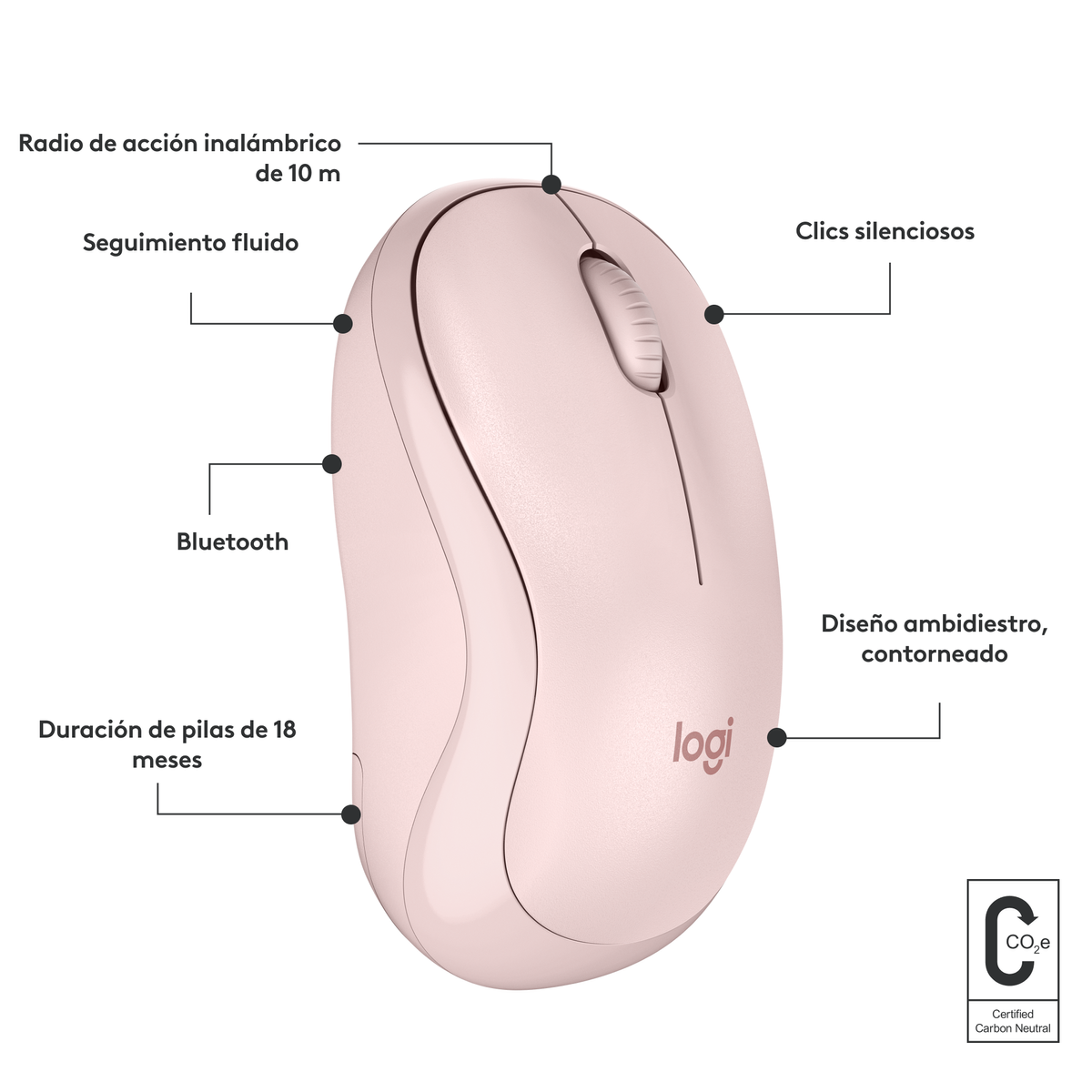 910-007121 M240 Rose ROSE SILENT Maus, LOGITECH