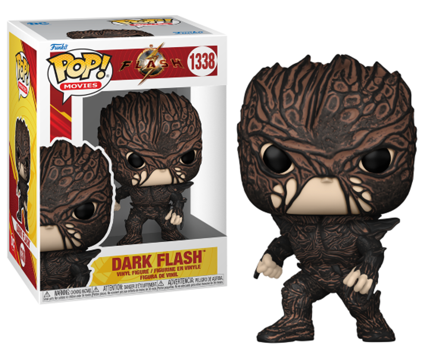 Figura Dark Flash Funko Pop in scatola. Dark Flash indossa un abito nero.