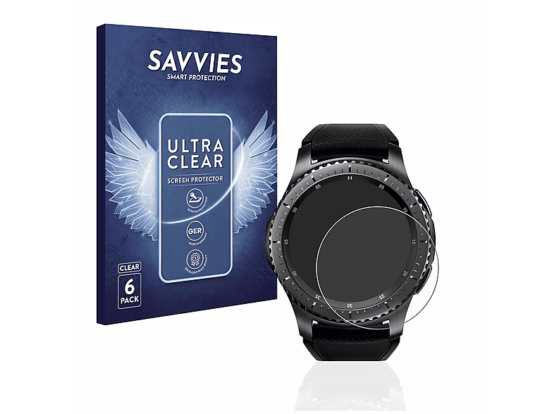 SAVVIES 6x klare Schutzfolie(für Samsung Gear S3 Frontier)