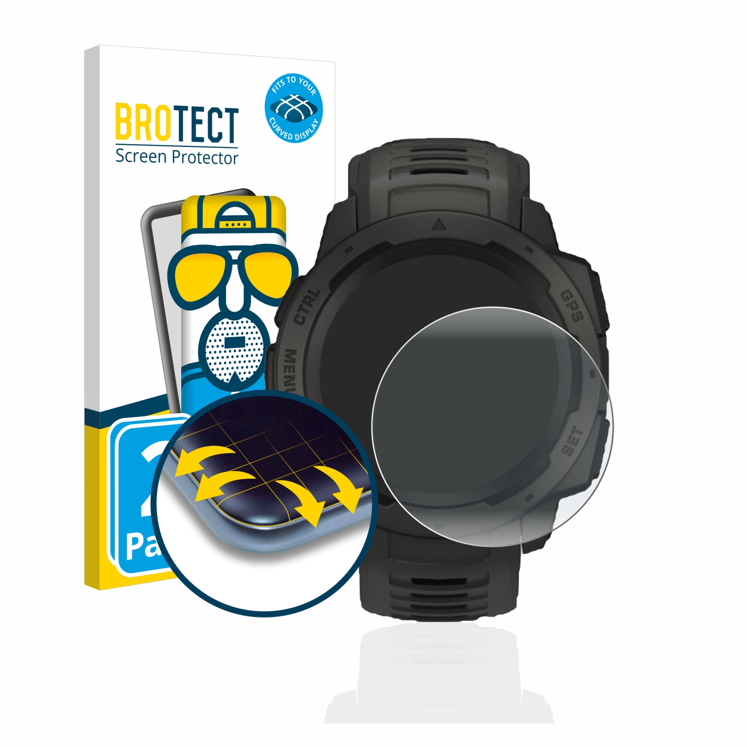 BROTECT Schutzfolie(für Curved Flex Instinct 2x Full-Cover 3D Solar) Garmin matt