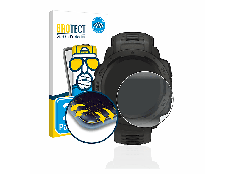 BROTECT 2x Flex matt Full-Cover 3D Curved Schutzfolie(für Garmin Instinct Solar)