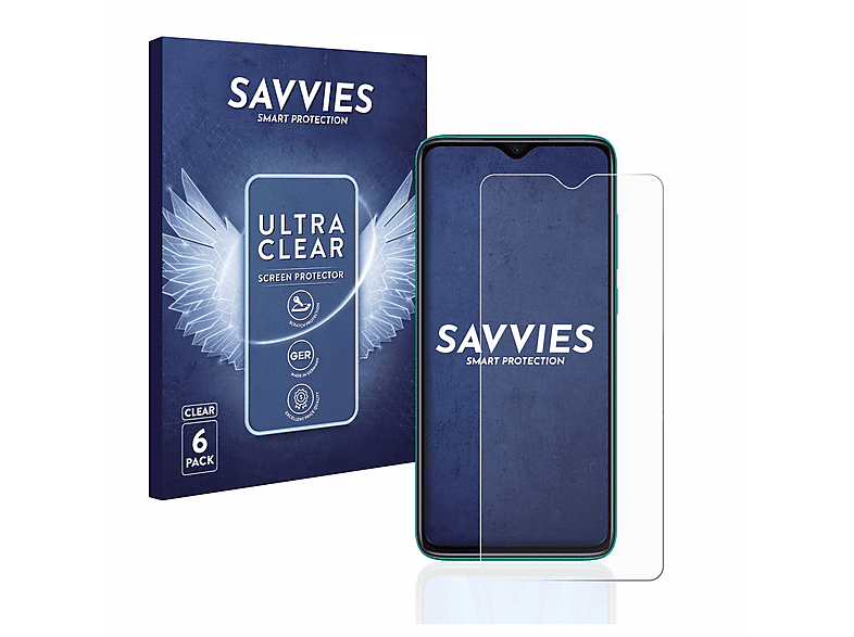 SAVVIES 6x klare Schutzfolie(für Xiaomi Redmi Note 8 Pro)