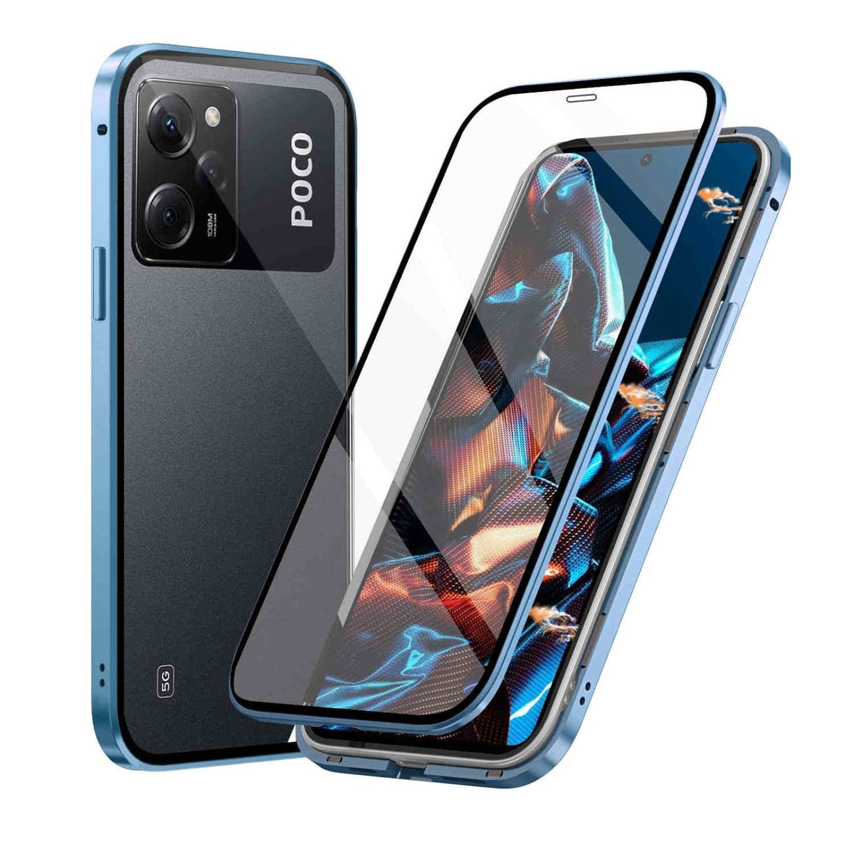 WIGENTO 360 Grad Pro Glas Cover, / 12 Poco Blau X5 Magnet Pro, Schutz, Full Xiaomi, Transparent / Redmi Note