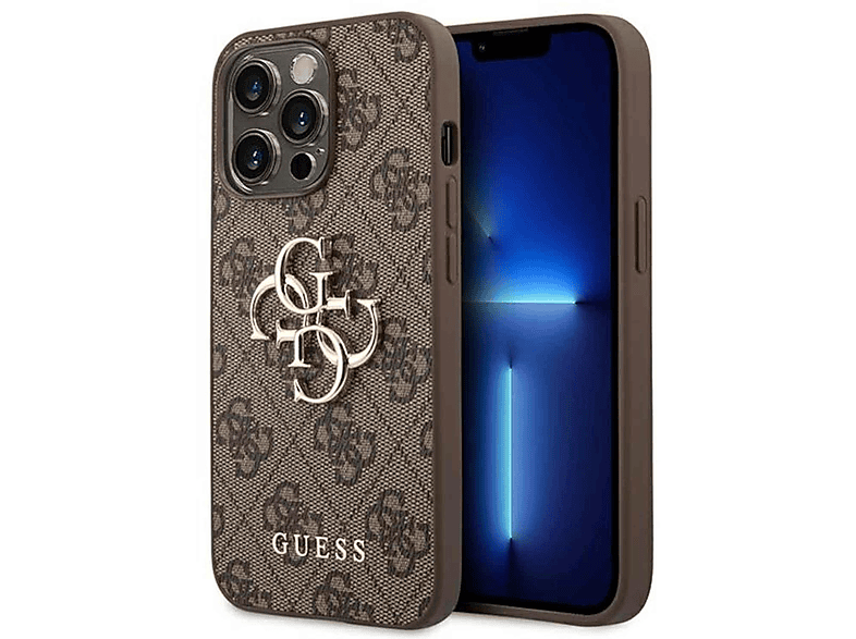 GUESS 4G Big Metal Logo Case iPhone 14 Pro (Brown), Backcover, Apple, iPhone 14 Pro, Keine Angabe