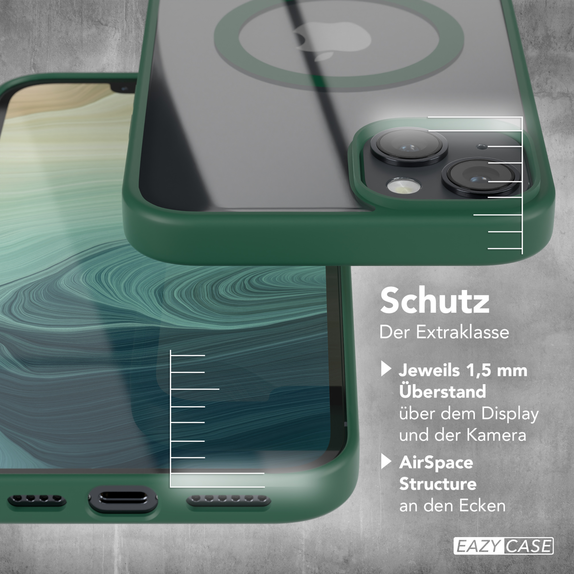 Apple, CASE EAZY Bumper, Nachtgrün Cover 14 Clear mit MagSafe, iPhone Plus,