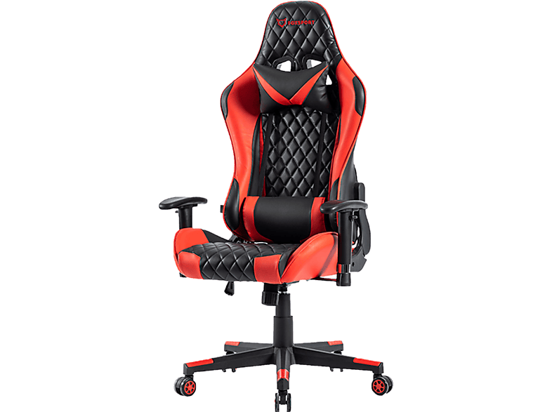 FOXSPORT Gaming Stuhl E-Sport Stuhl mit Kopfstütze und Lendenkissen Gaming-Stuhl, rot