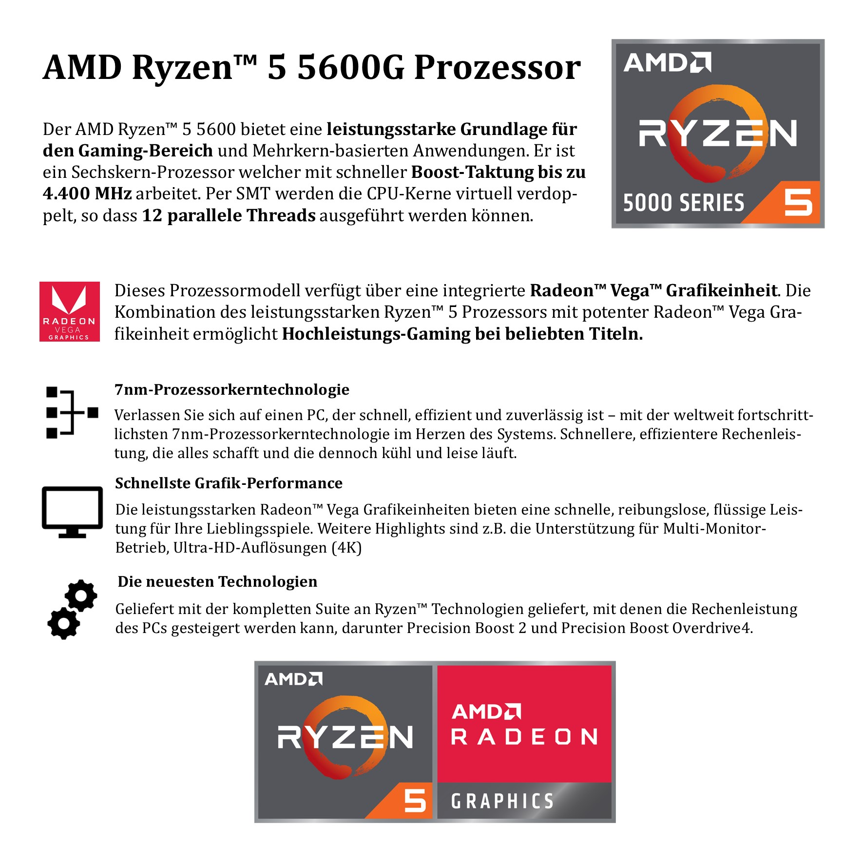 MEINPC AMD Ryzen 5 5600G Radeon GB 5600G SSD, RAM, Maus, Windows 11, 16 6x Vega GB Ghz, Tastatur RAM, 27\
