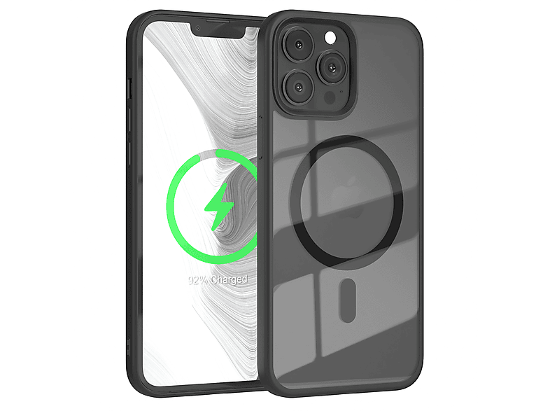 EAZY CASE Clear Cover mit MagSafe, Bumper, Apple, iPhone 13 Pro Max, Schwarz