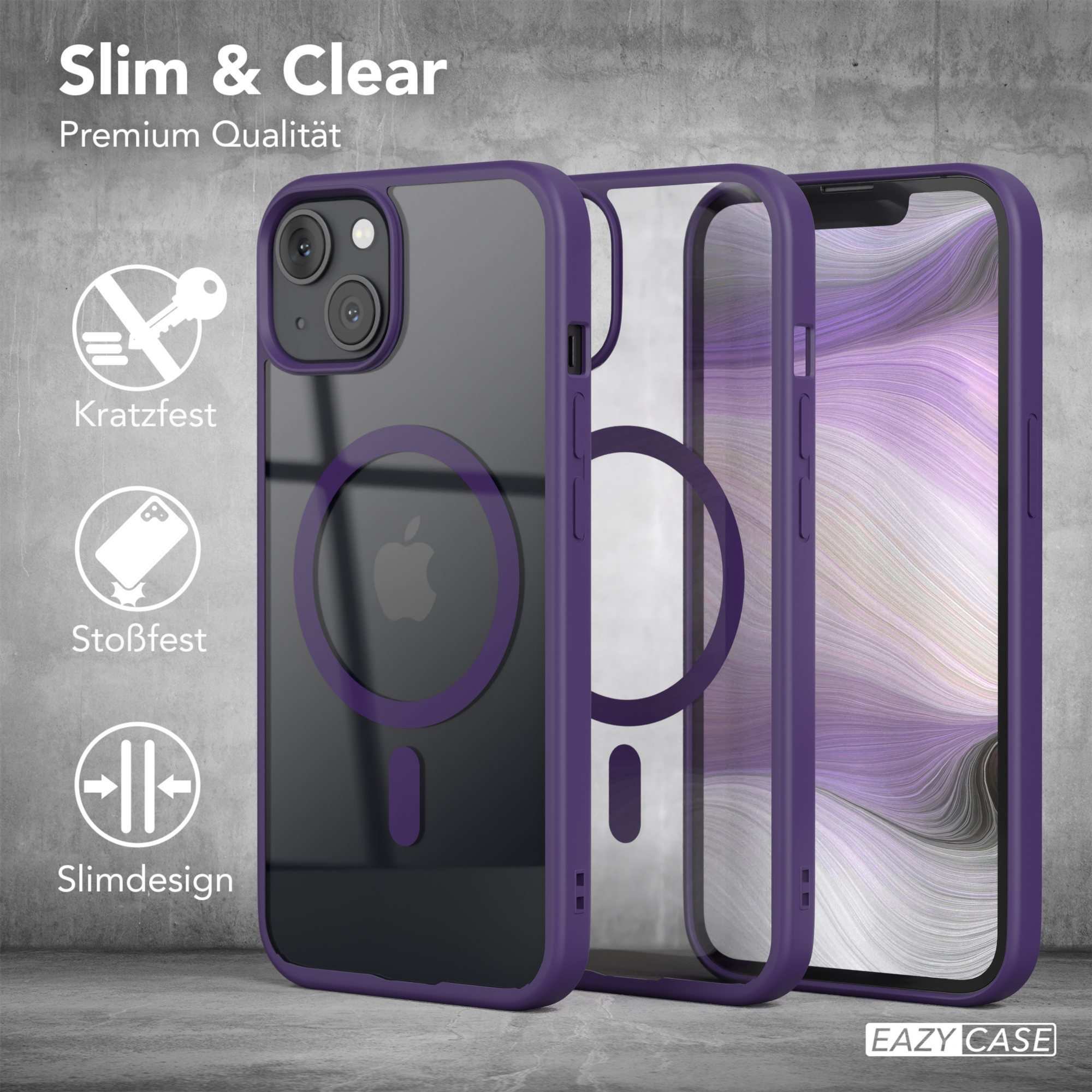 EAZY CASE Clear Cover MagSafe, mit 13, Bumper, Violett Apple, iPhone