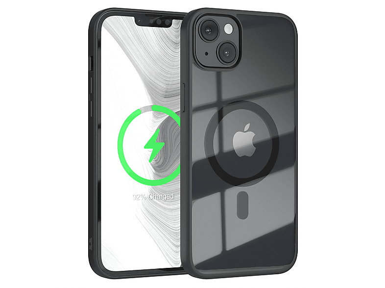 EAZY CASE Clear Cover mit MagSafe, Bumper, Apple, iPhone 14 Plus, Schwarz