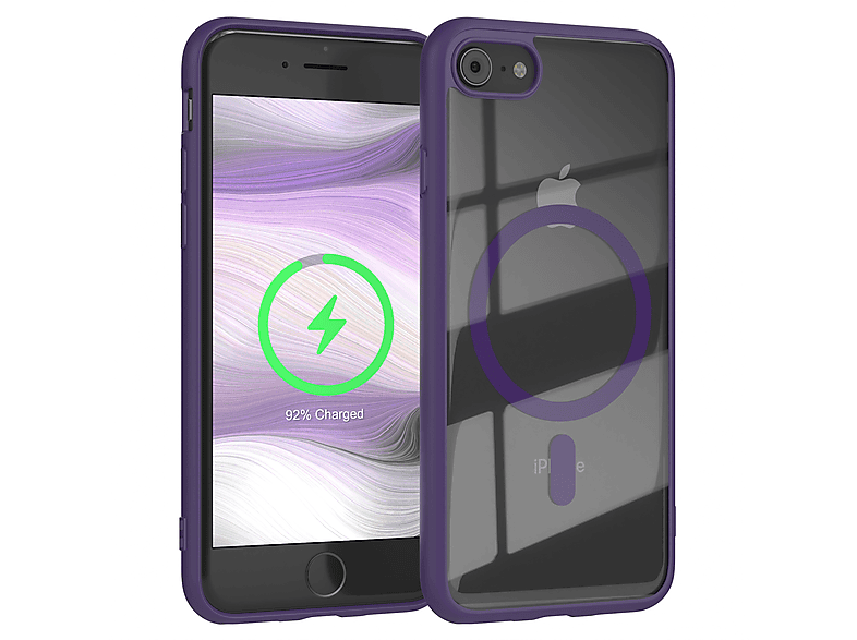 EAZY CASE Clear Cover mit MagSafe, Bumper, Apple, iPhone SE 2022 / SE 2020, iPhone 7 / 8, Violett