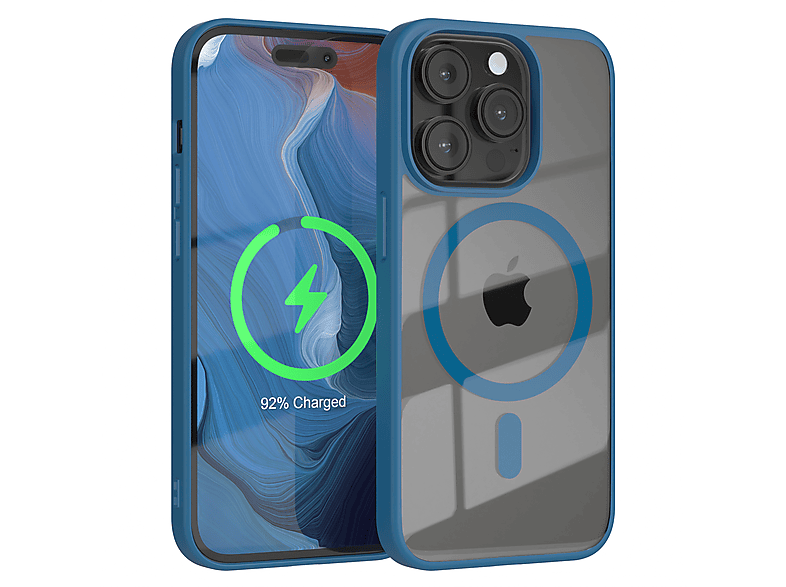 Clear Dunkelblau CASE EAZY Cover iPhone 14 Apple, Bumper, mit MagSafe, Pro,