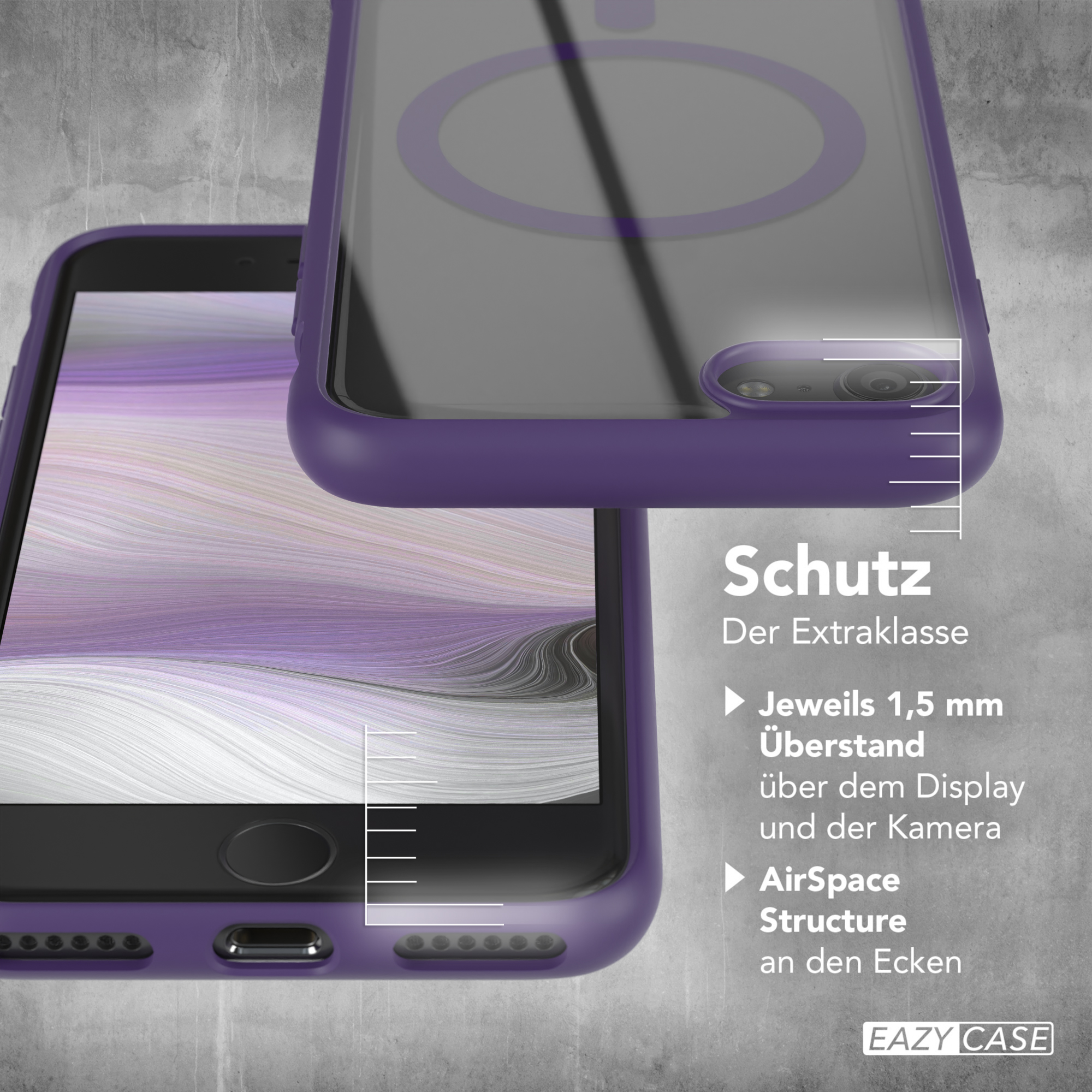 EAZY CASE Clear Cover mit Violett 8, SE iPhone Apple, 2020, / SE MagSafe, / iPhone 7 2022 Bumper