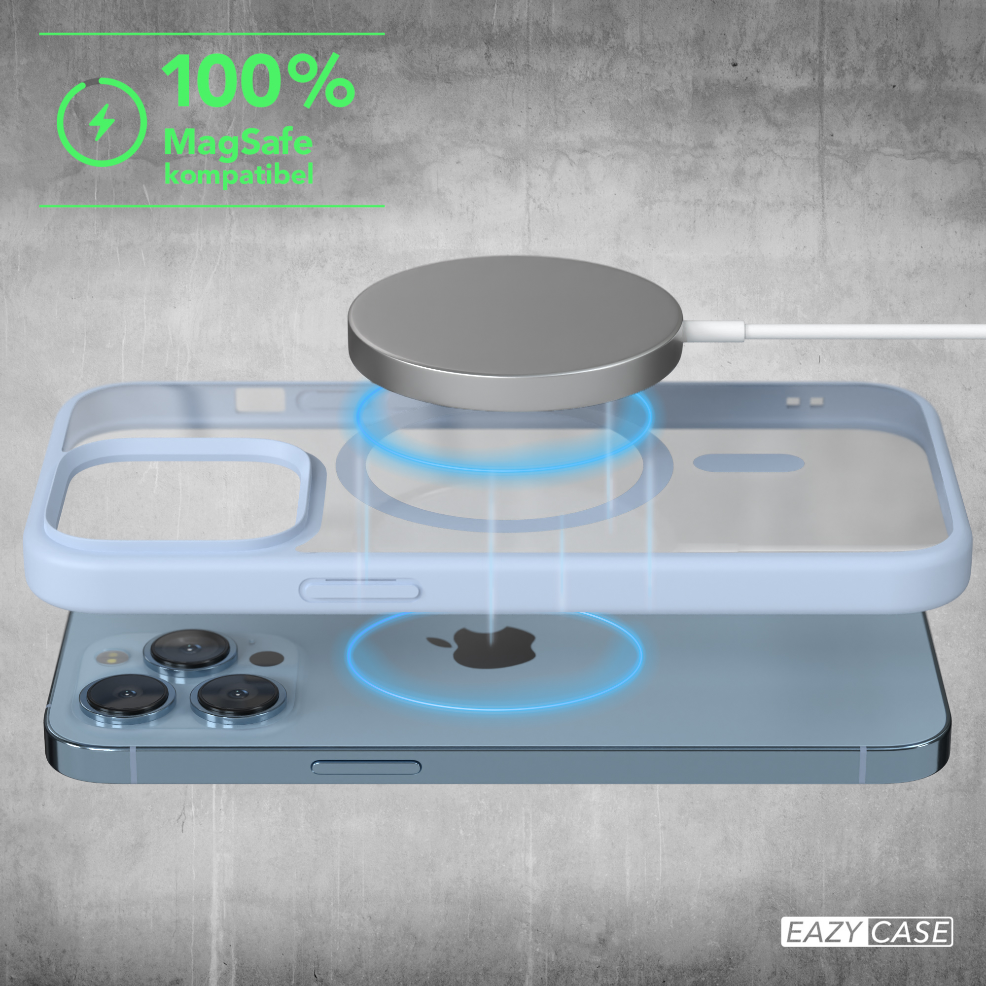 EAZY CASE Clear Cover mit 13 Apple, iPhone MagSafe, Bumper, Hellblau Pro