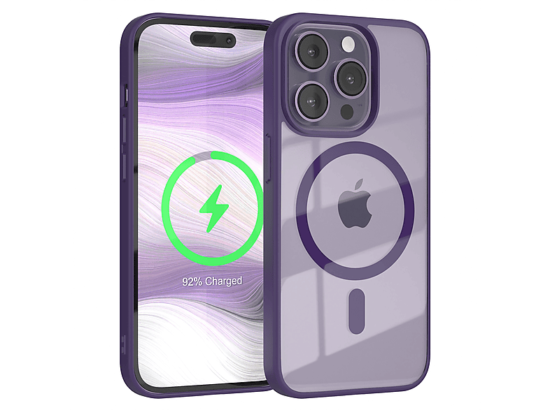EAZY CASE Clear Cover mit MagSafe, Bumper, Apple, iPhone 14 Pro, Violett