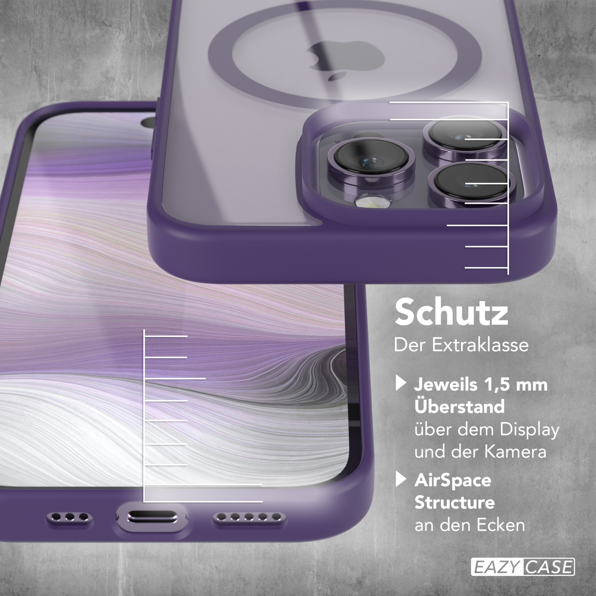 EAZY Violett Pro, MagSafe, CASE Cover Clear iPhone mit Bumper, 14 Apple,