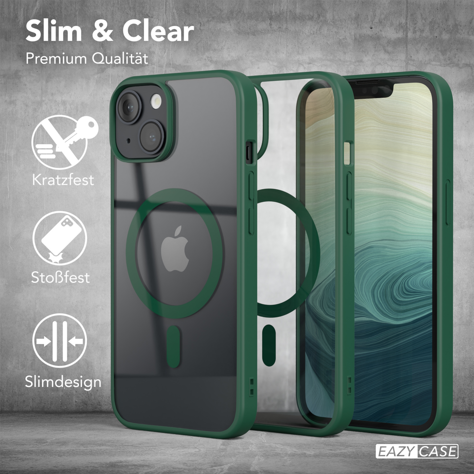 EAZY CASE Clear Cover mit iPhone Nachtgrün MagSafe, Bumper, Apple, 14