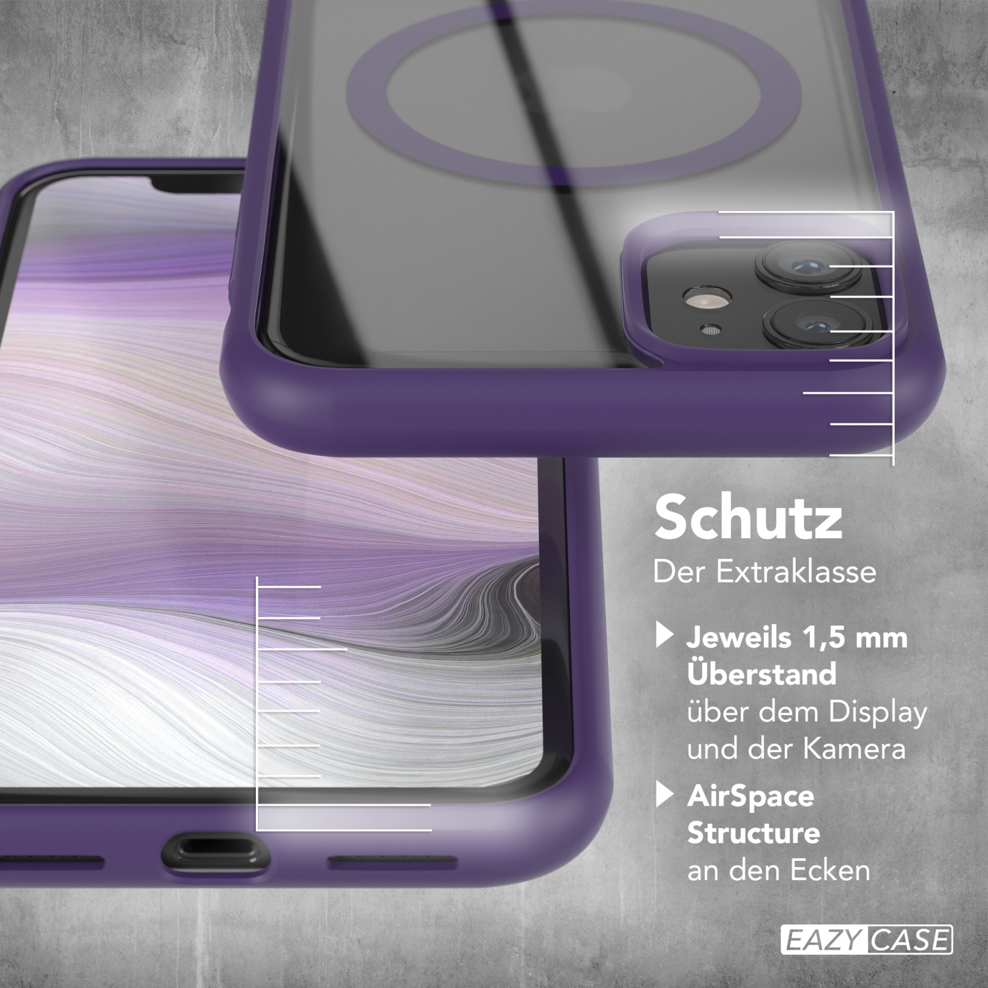 EAZY CASE Clear Cover mit MagSafe, Bumper, Apple, Violett 11, iPhone