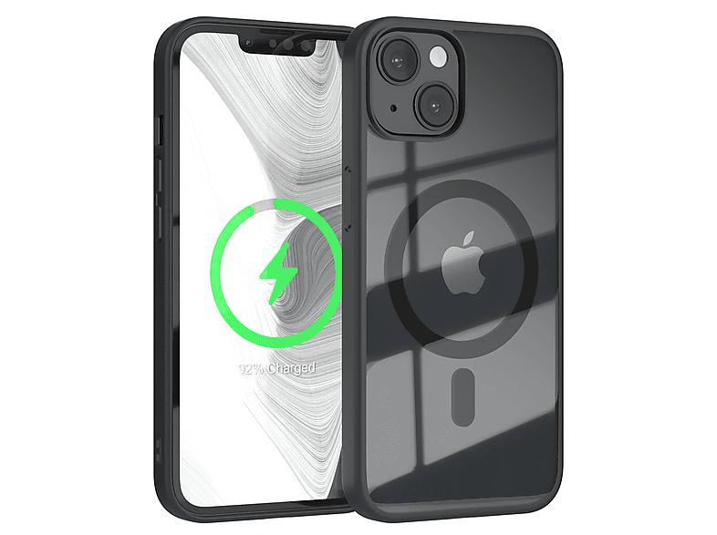 EAZY CASE Clear Cover mit MagSafe, Bumper, Apple, iPhone 14, Schwarz
