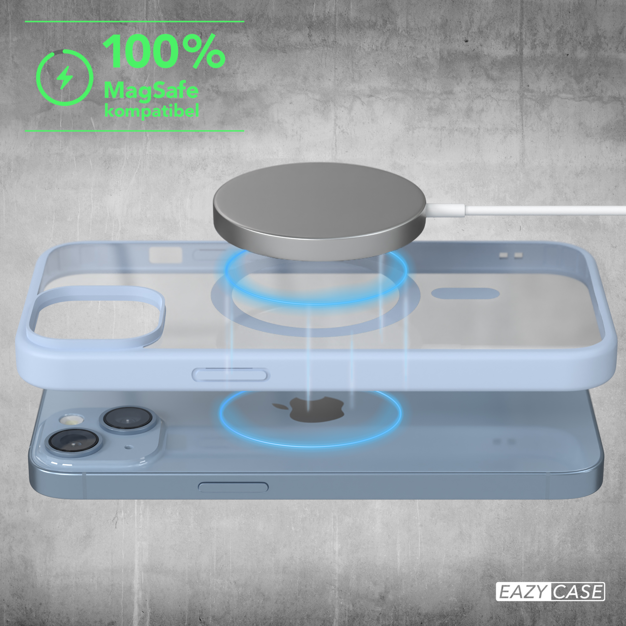 EAZY CASE Clear Bumper, Apple, mit iPhone 14, Hellblau MagSafe, Cover