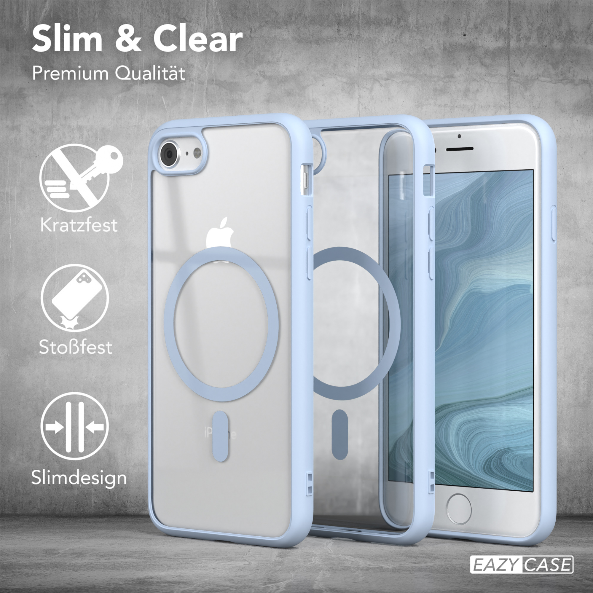 EAZY CASE Clear iPhone MagSafe, Bumper, 7 Apple, Hellblau SE Cover 8, SE mit / 2022 iPhone 2020, 