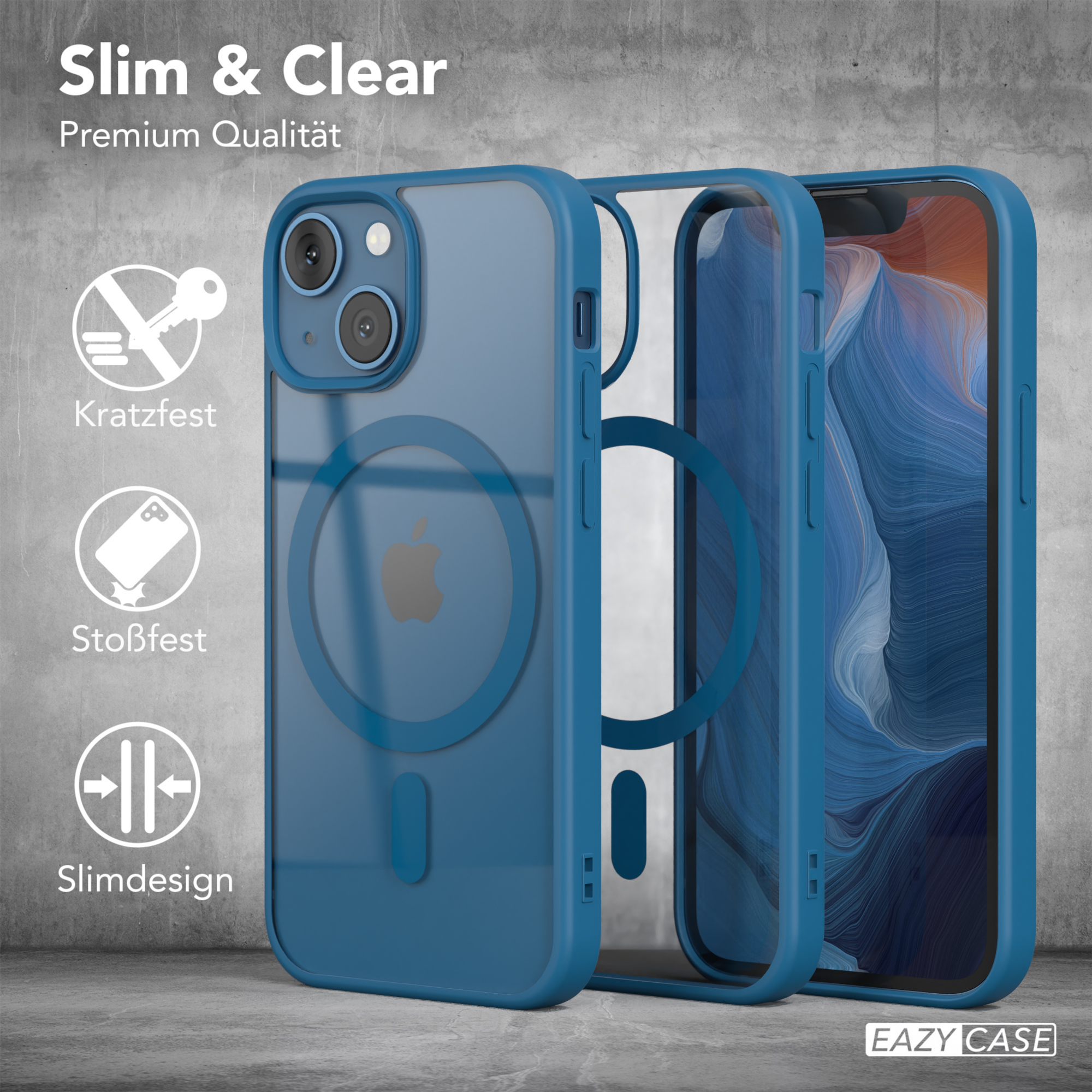 Mini, Cover EAZY iPhone Clear MagSafe, mit CASE Bumper, 13 Apple, Dunkelblau