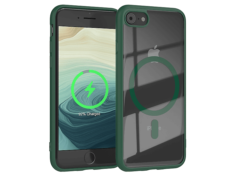 EAZY CASE Clear Cover mit MagSafe, Bumper, Apple, iPhone SE 2022 / SE 2020, iPhone 7 / 8, Nachtgrün