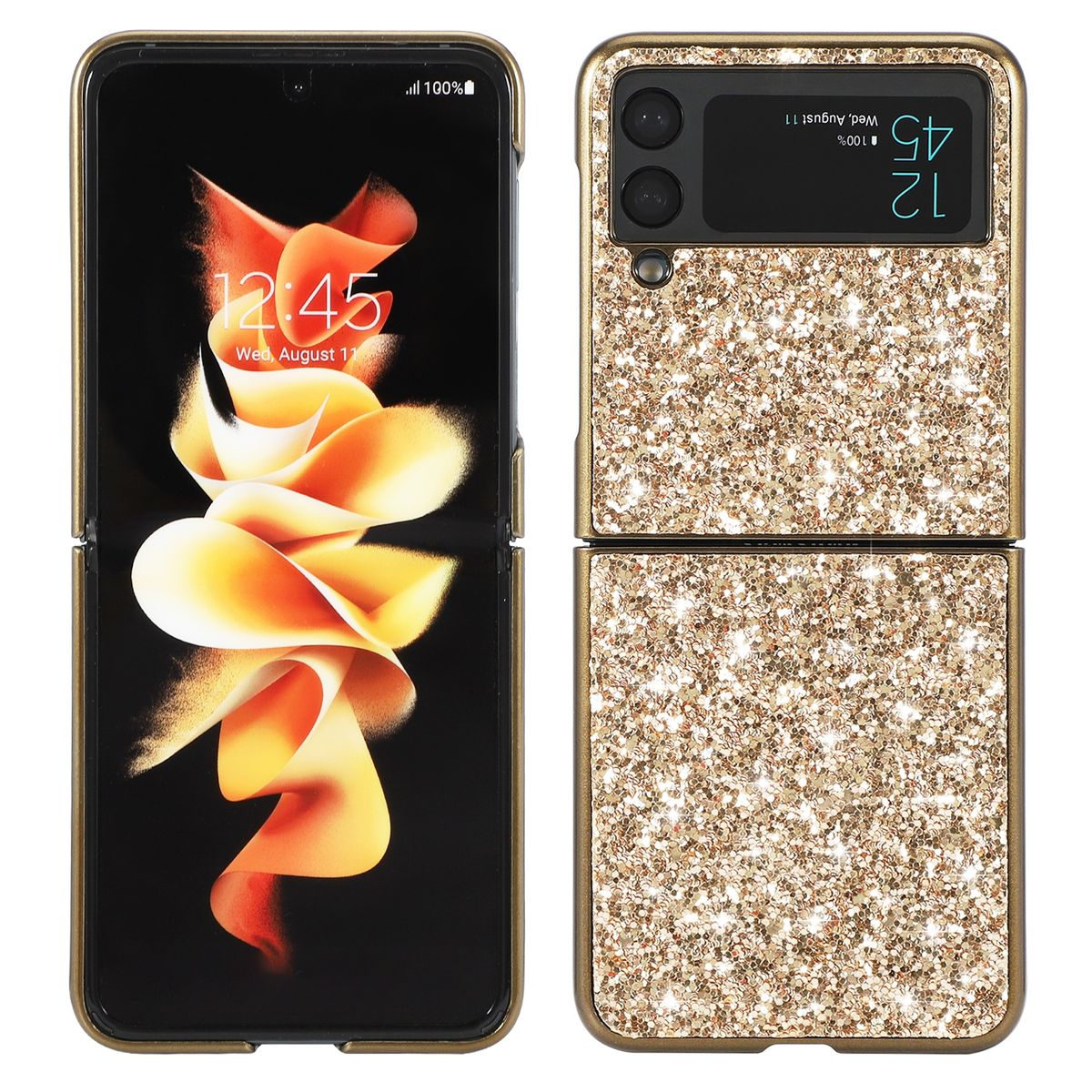 Design Gold Z Glitzer Diamant Schutz, 5G, WIGENTO Flip4 Samsung, Galaxy Backcover,