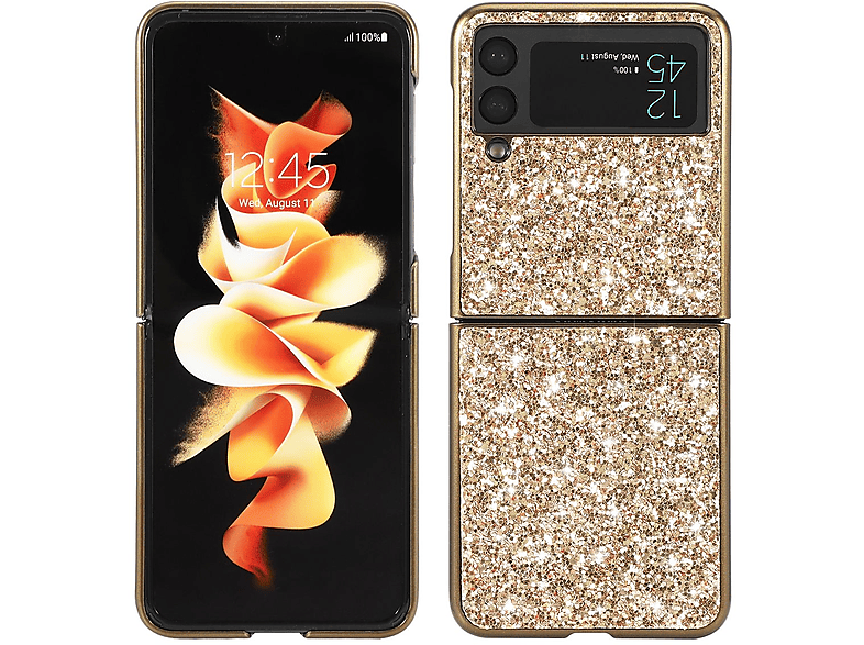 Schutz, Z Backcover, WIGENTO Glitzer Diamant Galaxy Design 5G, Samsung, Flip4 Gold
