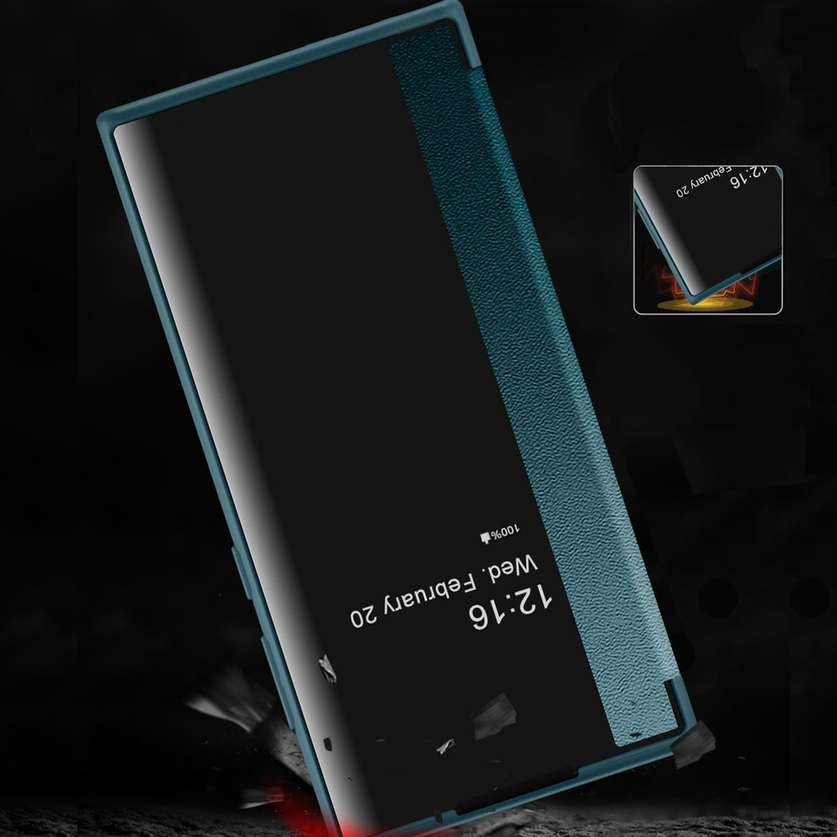 WIGENTO Mirror mit Grün Wake Ultra Samsung, Hülle UP Galaxy Funktion, View 5G, Smart Bookcover, S23