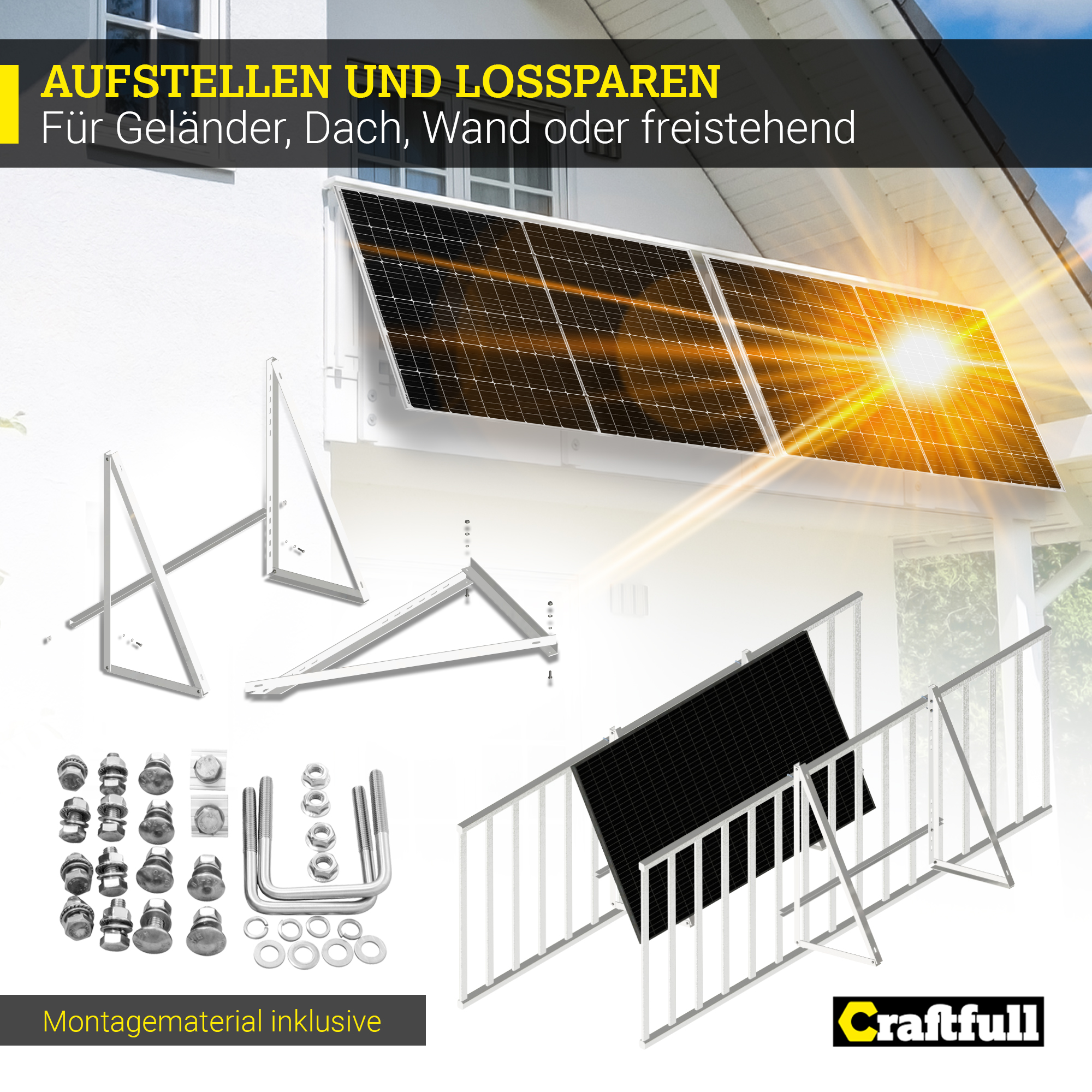 CRAFTFULL Photovoltaik 30° Halter Halterungs-Set Solar
