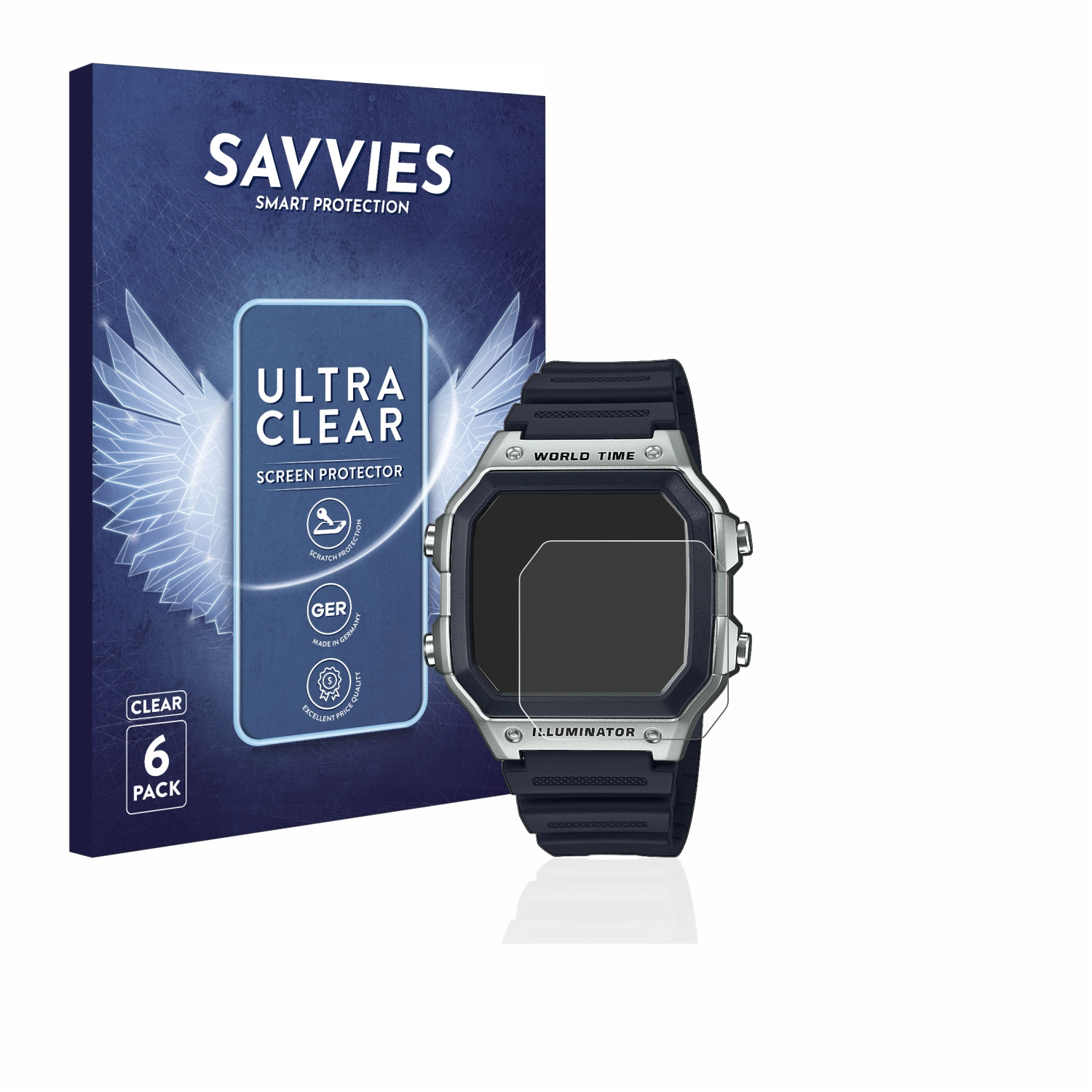 SAVVIES 6x klare Schutzfolie(für Casio AE-1200WH-1CVEF)