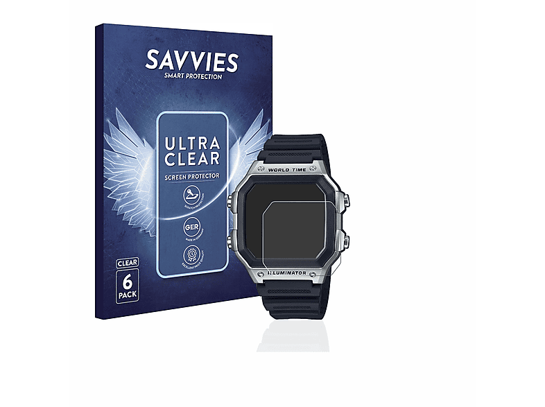 AE-1200WH-1CVEF) SAVVIES 6x Schutzfolie(für Casio klare