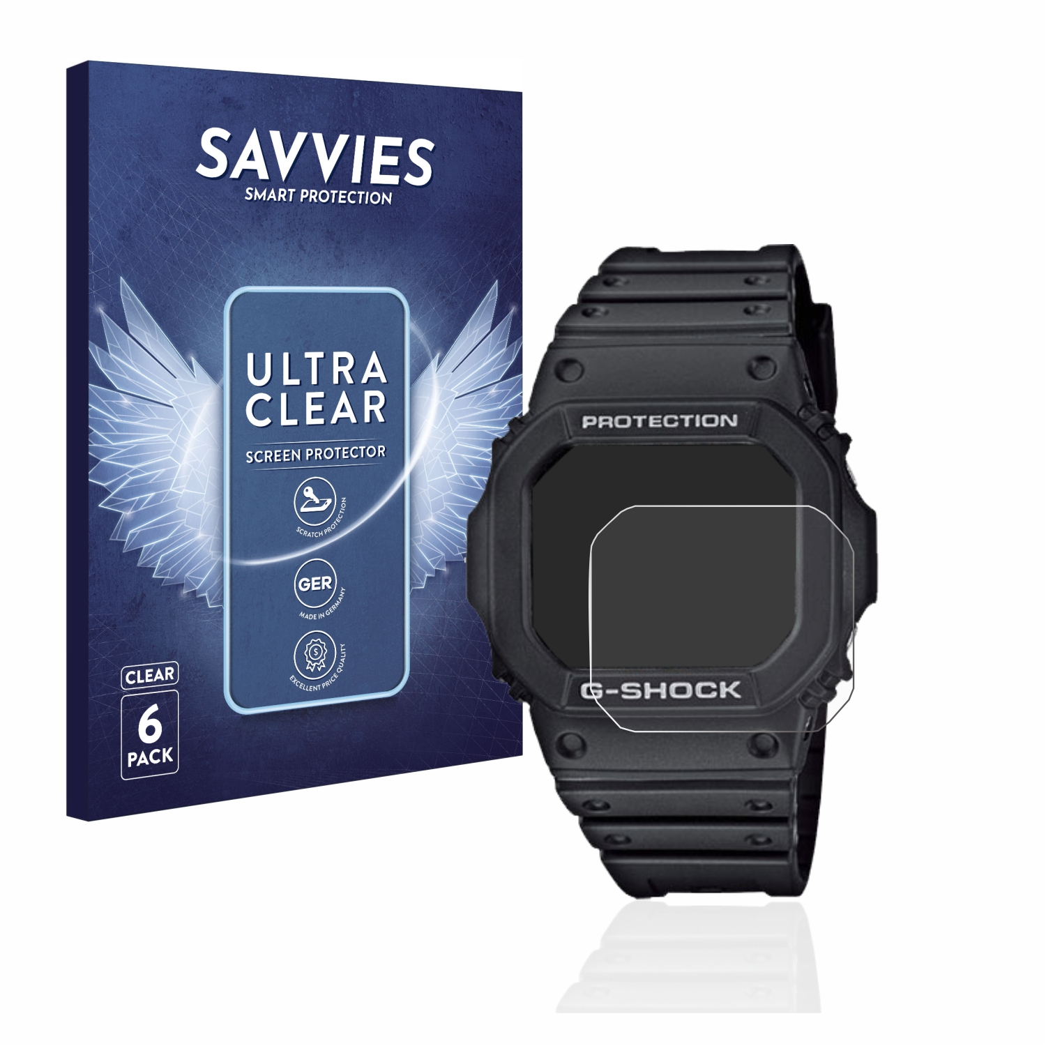 SAVVIES G-Shock Schutzfolie(für Casio klare 6x GW-M5610-1ER)