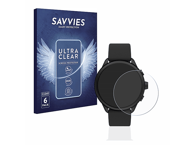 Wellness SAVVIES 6) 6x Schutzfolie(für Fossil (Gen klare Hybrid) Smartwatch