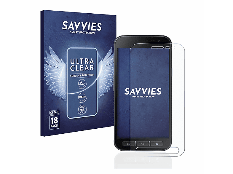 SAVVIES 18x klare Schutzfolie(für Samsung Galaxy Xcover 4s)
