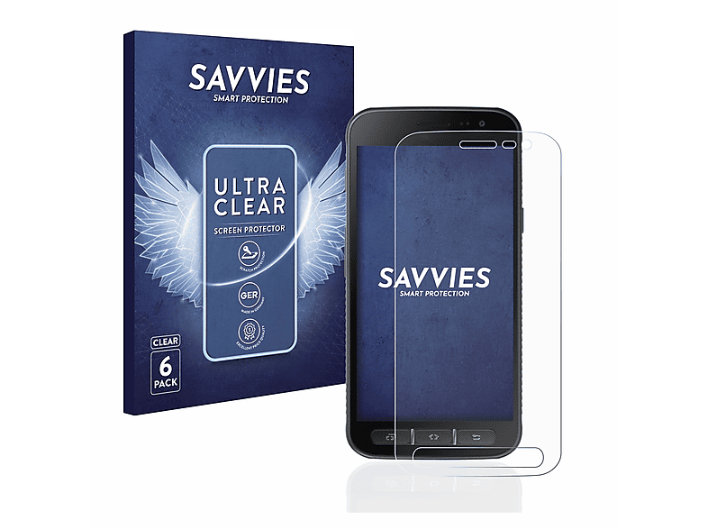 SAVVIES 6x klare Schutzfolie(für Samsung Galaxy Xcover 4s)