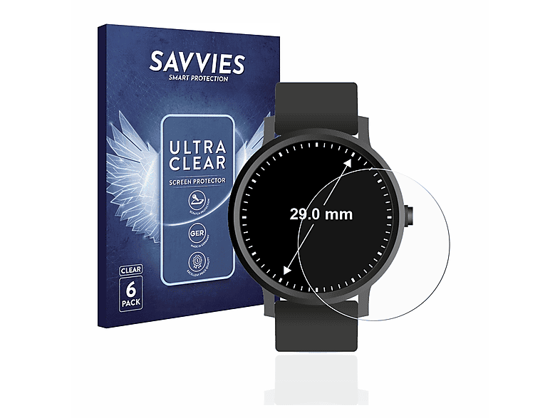 SAVVIES 6x klare Schutzfolie(für Universal Kreisrunde Displays (ø: 29 mm))