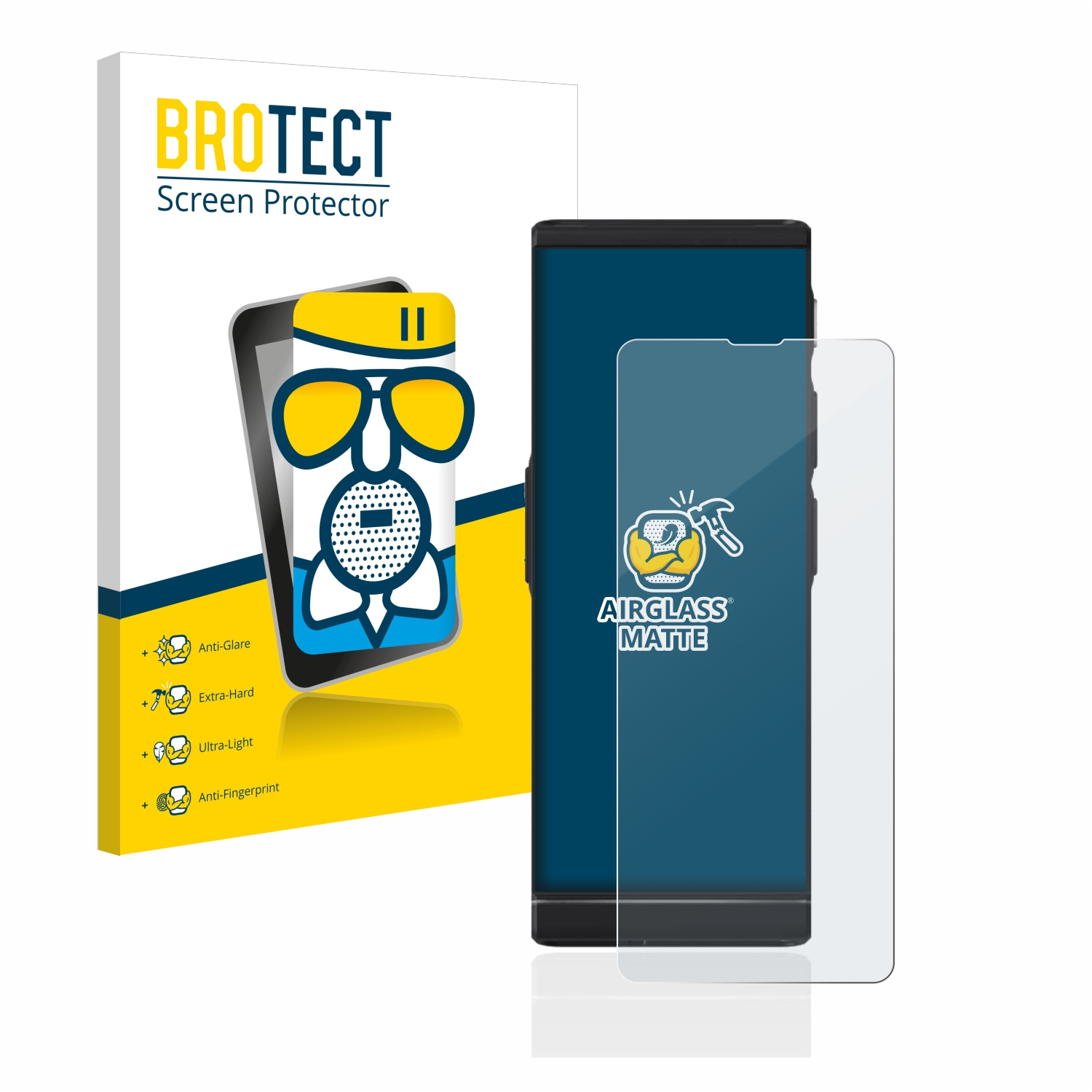 Displayschutzfolie für ein Telefon mit Verpackung.
