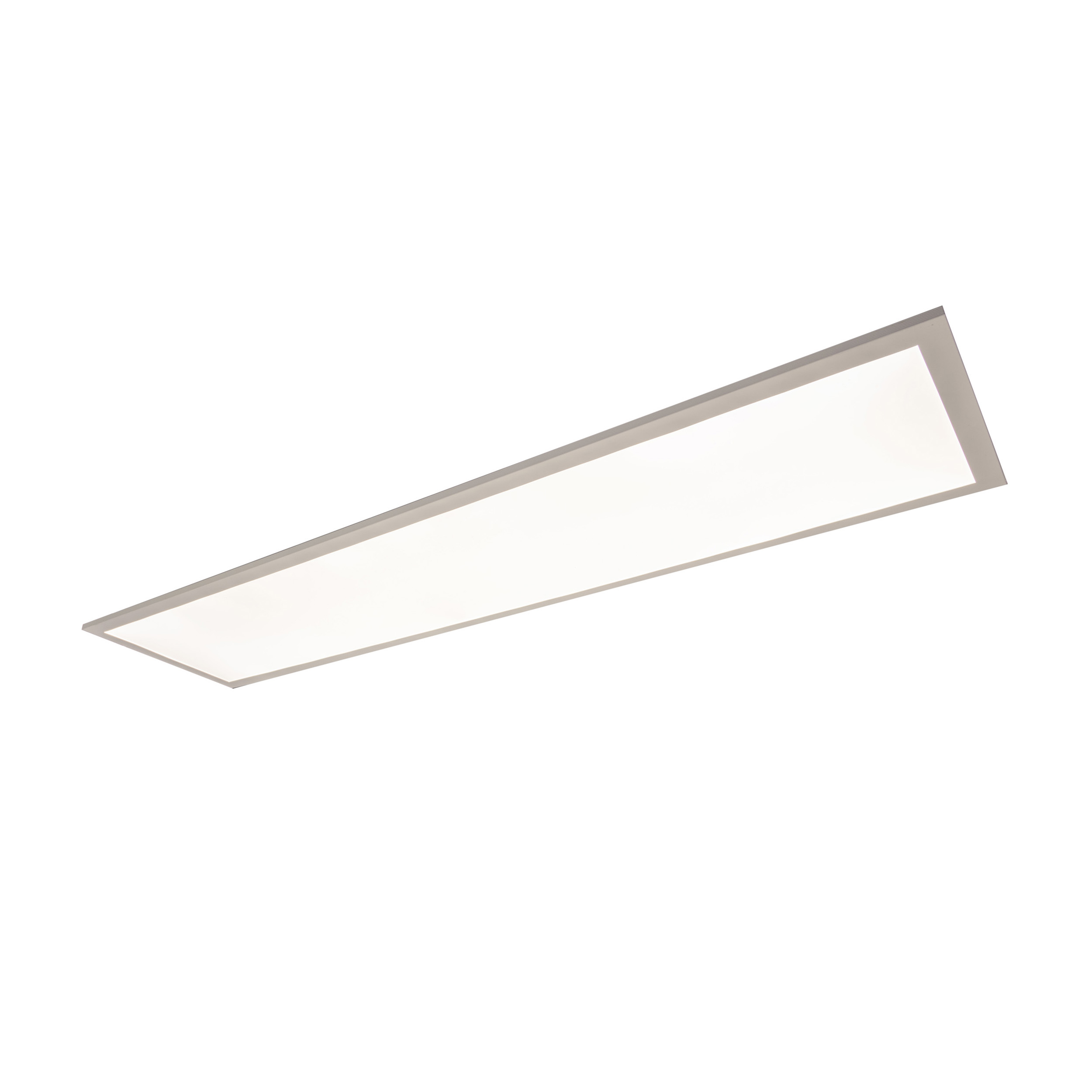 Rechteckige LED-Deckenleuchte. Weiß, hell und modernes Design. Isoliert auf weißem Hintergrund.