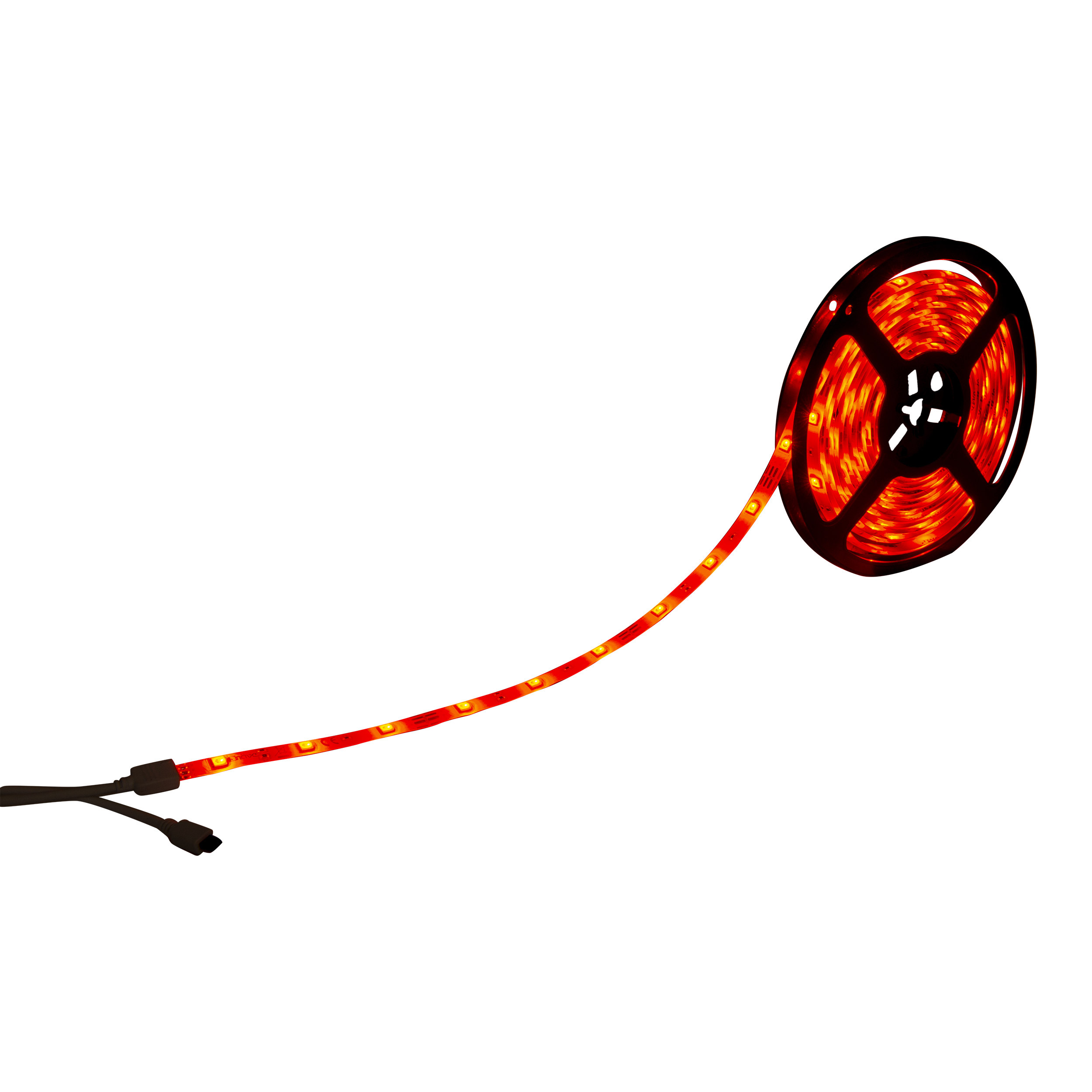 Rolle LED-Streifenlichter, rote Lichter auf weißem Hintergrund.