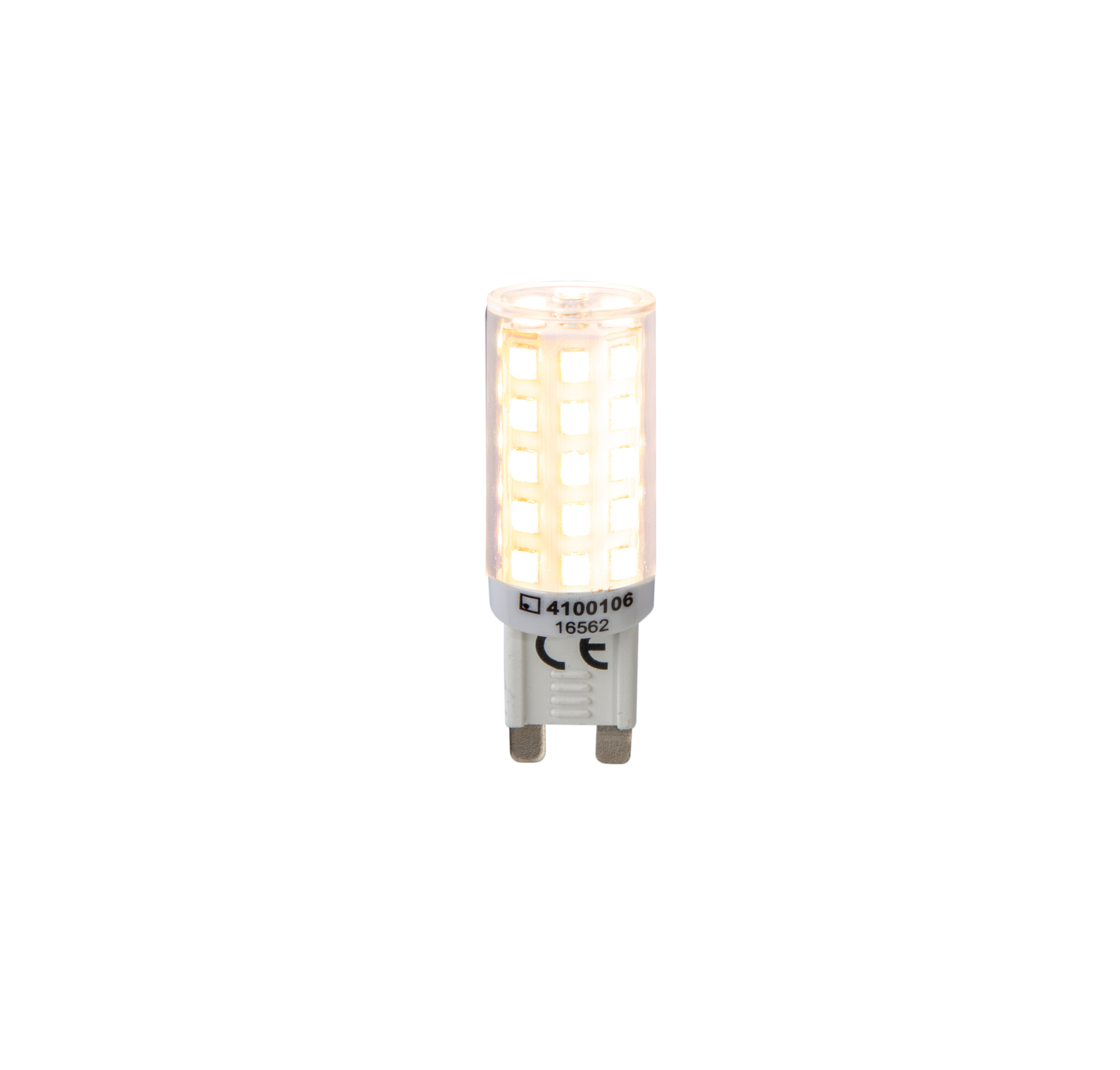 Eine kleine LED-Glühbirne. Weißer Hintergrund.