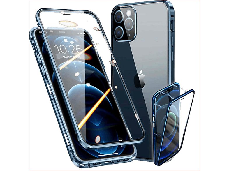 WIGENTO 360 Grad Magnet Glas Schutz, Full Cover, Apple, iPhone 13 Pro, Blau