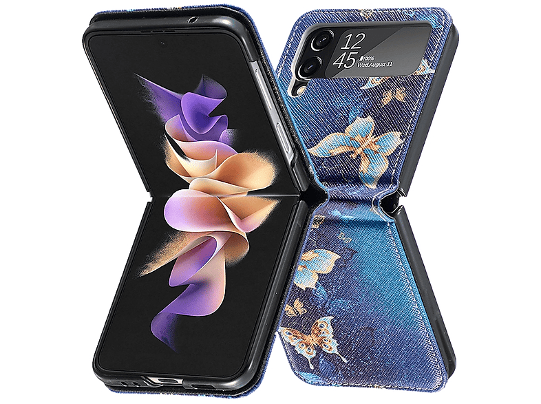 Blau Samsung, Galaxy Muster Samsung Druck Schutz, Z Flip4 Motiv WIGENTO 5G, Backcover, Design mit