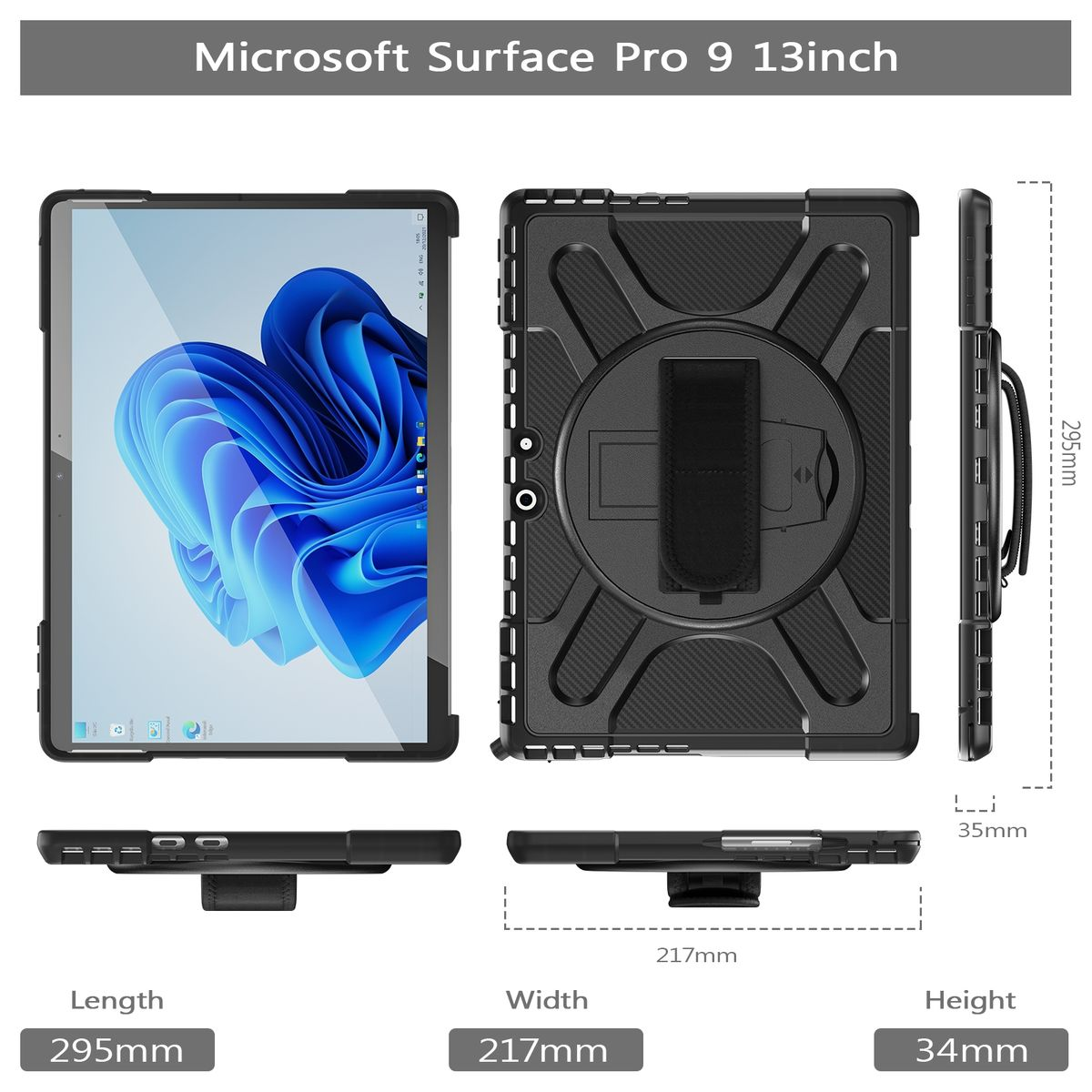 WIGENTO Design 360 Grad Surface 9, MicroSoft, Pro Schwarz Backcover, Outdoor Schock Schutz