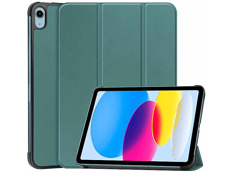 Tasche, Apple, Sleep Hülle 3folt & WIGENTO Generation, Wake Dunkel Cover Smart iPad Cover, 10.9 2022 Full UP 10. Grün