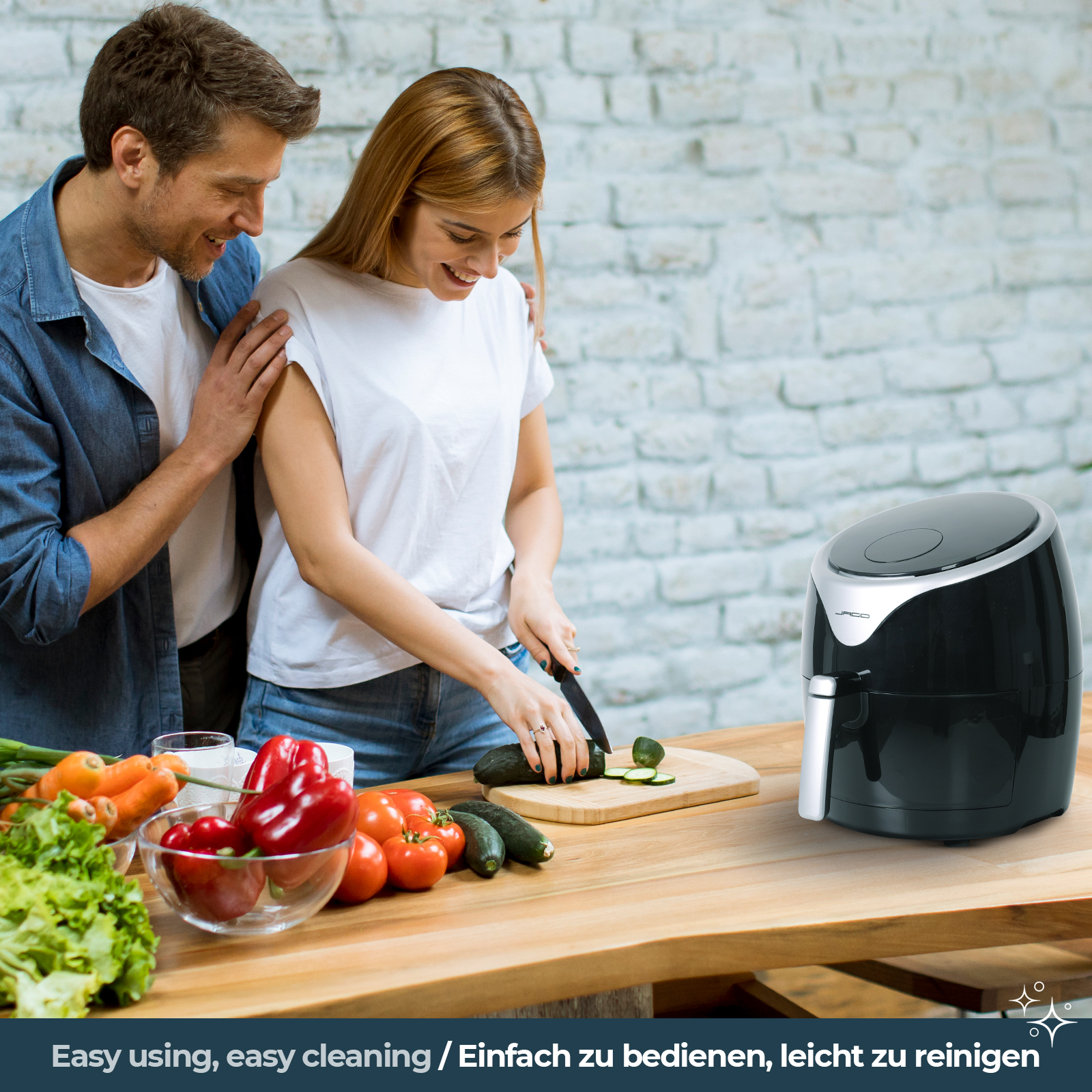 Heißluftfriteuse Airfryer JAGO 1700 Schwarz Watt