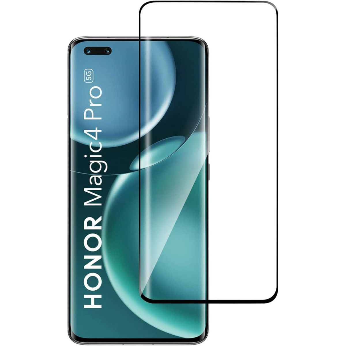 Eine Handyschutzfolie und ein Handy. Die Schutzfolie ist klar. Das Telefon zeigt ein Bild.