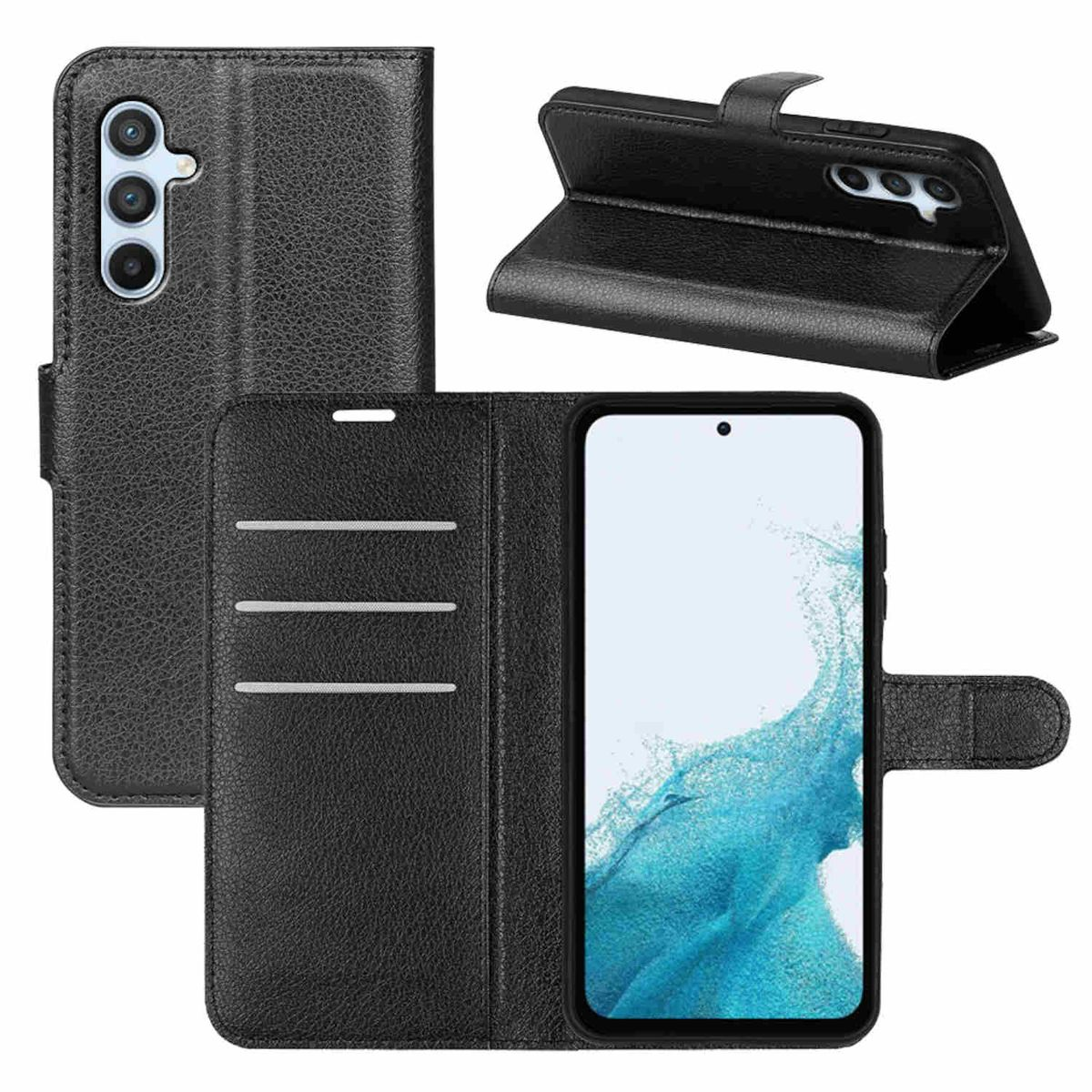 WIGENTO Book Wallet Tasche Galaxy mit A34 5G, Samsung, Fach, Kreditkarten Schwarz Geld Bookcover, 
