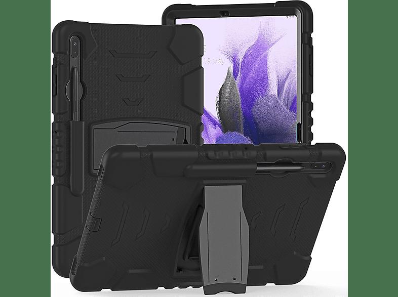 WIGENTO 360 Grad aufstellbare Voll Schutz Tasche, Backcover, Samsung, Galaxy Tab S7 FE / Tab S7 Plus | Tab S8 Plus, Schwarz